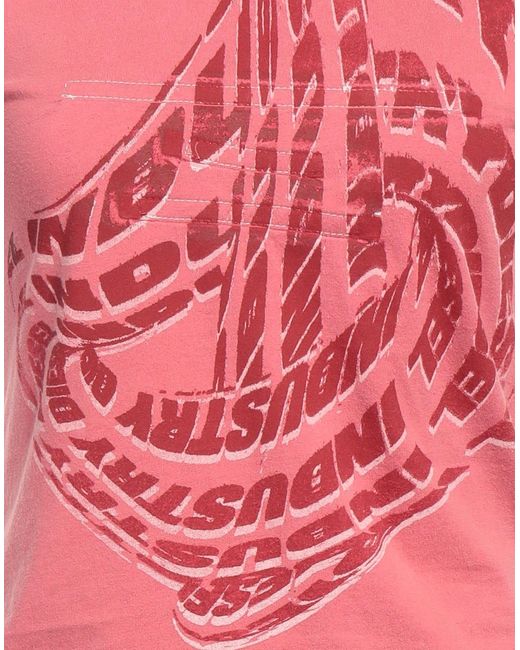DIESEL Pink Acid-wash T-shirt With Graphic Logo Print
