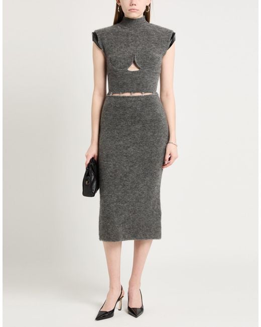 Sportmax Gray Midi Dress Mohair Wool, Wool, Polyamide, Elastane