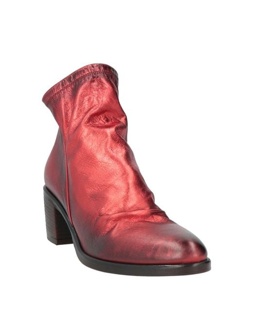 Strategia Red Ankle Boots Leather
