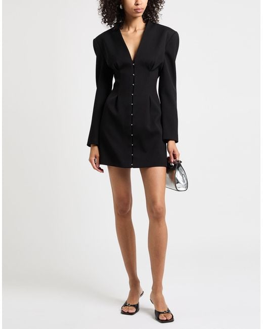 Del Core Black Mini Dress Virgin Wool, Acetate, Silk