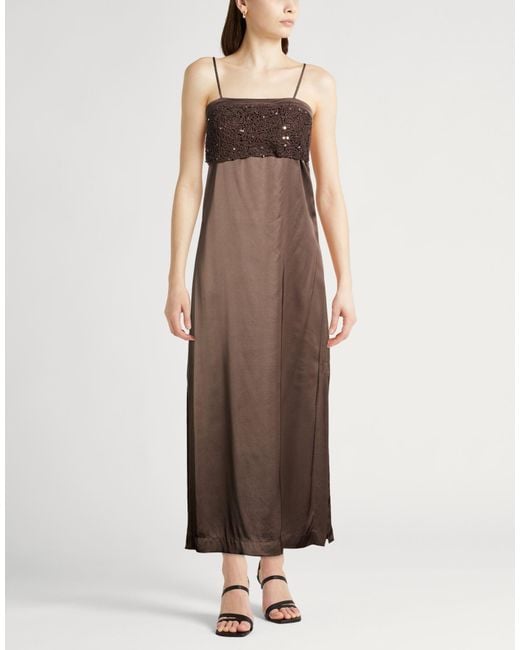 Peserico Brown Dark Midi Dress Viscose