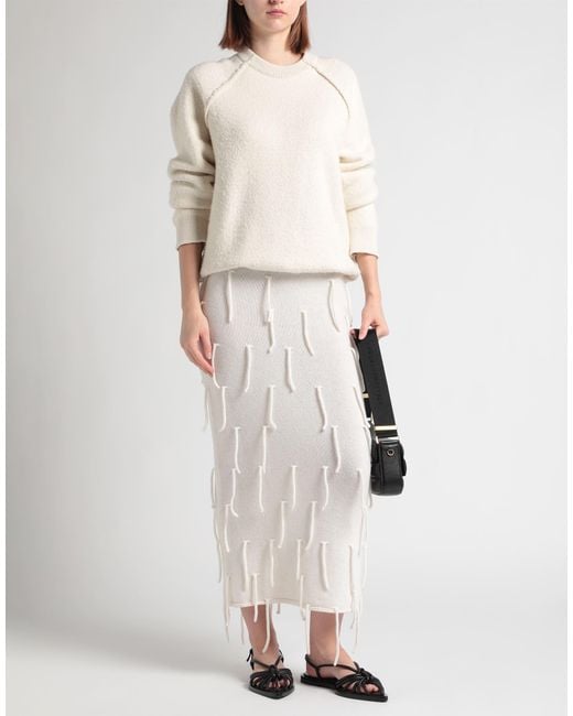 Liviana Conti White Midi Skirt Wool, Polyamide