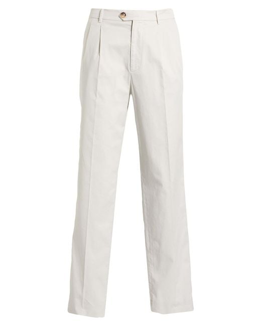 Brunello Cucinelli White Pants Cotton, Elastane for men