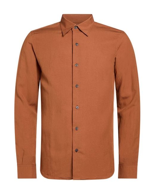 Gaelle Paris Brown Shirt Viscose, Linen for men