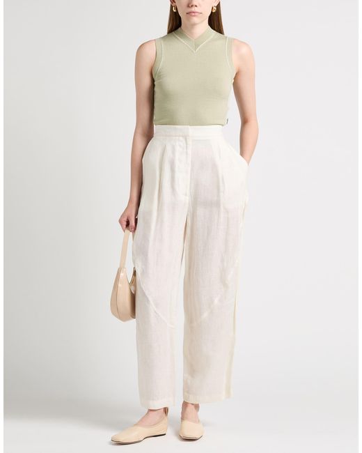 Lardini White Pants Linen