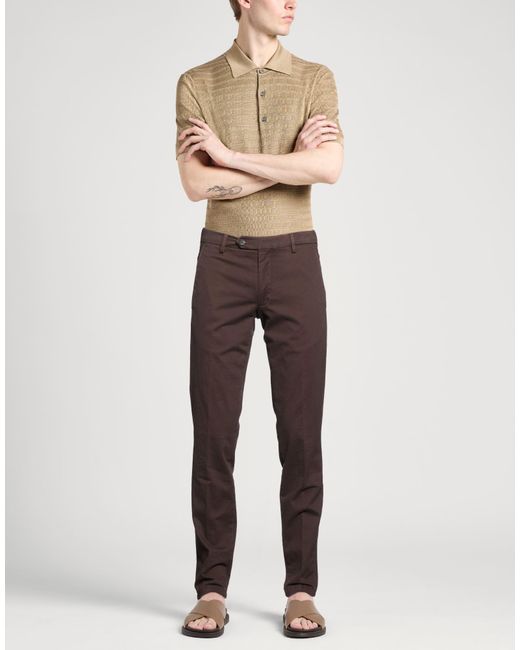 Michael Coal Brown Pants Cotton, Elastane for men