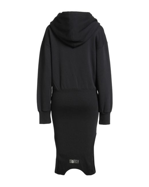 MM6 by Maison Margiela Black Midi Dress Cotton, Polyester