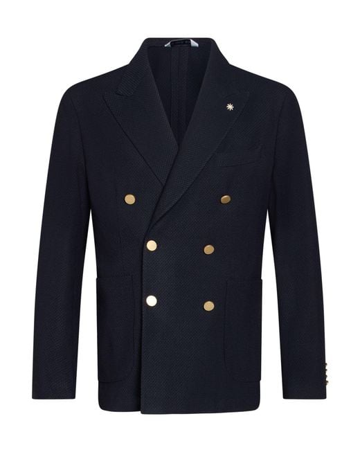 Paoloni Blue Midnight Blazer Virgin Wool, Viscose, Polyester, Elastane for men