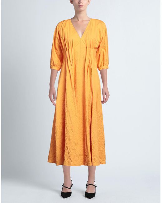 Beatrice B. Orange Apricot Midi Dress Cotton, Elastane