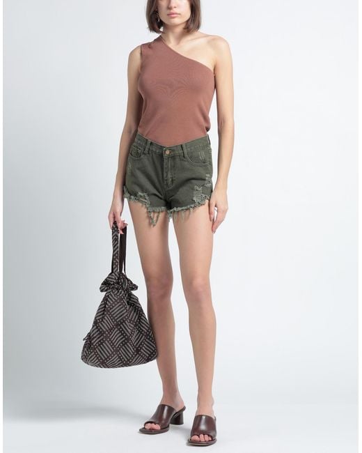 Oui, Odile! Green Denim Shorts