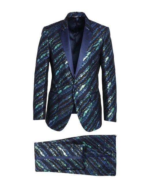 Dolce & Gabbana Blue Suit Polyester, Silk for men
