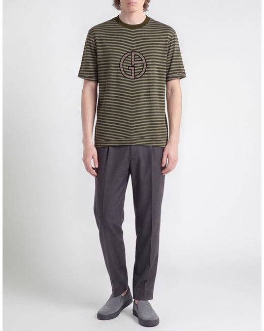 Giorgio Armani Green Military T-Shirt Viscose, Elastane for men