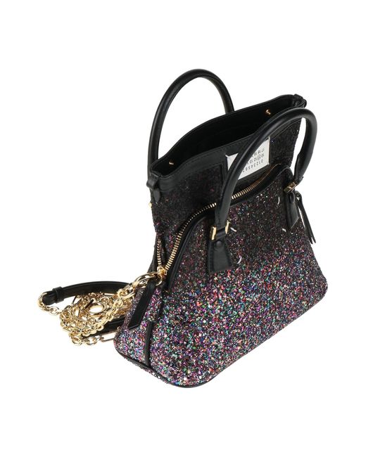 Maison Margiela Black Leather Glittered Tote Bag