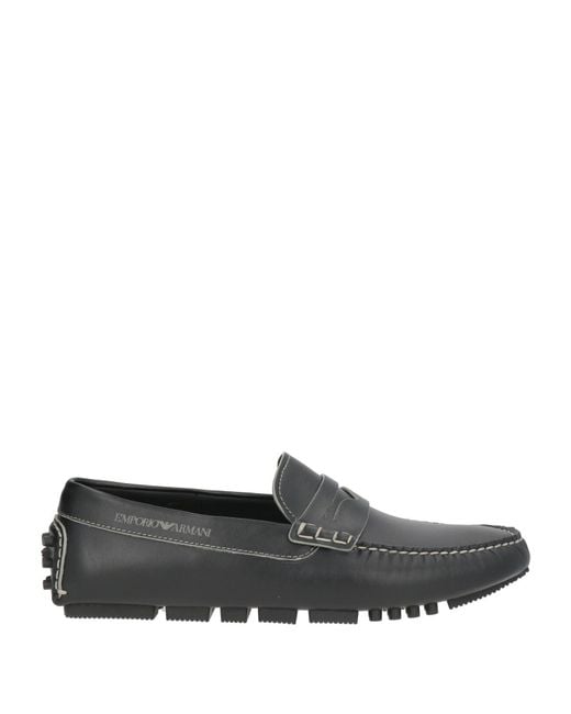 Emporio Armani Gray Loafers Cow Leather for men