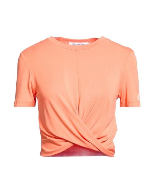 Calvin Klein Orange T-Shirt Modal, Polyester, Elastane