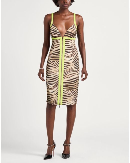 Just Cavalli Metallic Sand Midi Dress Polyester, Elastane