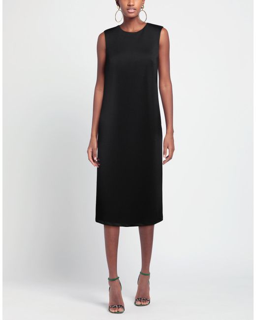 Alpha Studio Black Midi Dress Polyester, Elastane