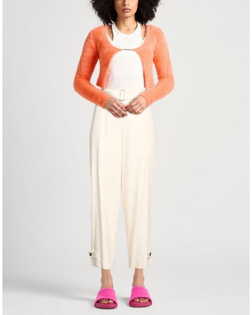 MSGM White Cream Pants Viscose, Polyester, Elastane