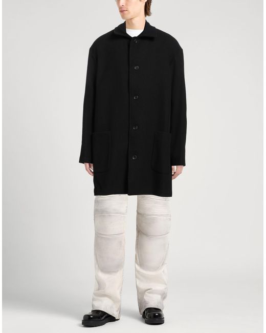 Yohji Yamamoto Black Coat Wool, Nylon for men