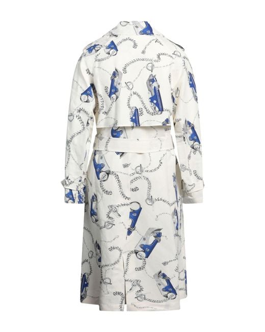 Burberry White Overcoat & Trench Coat Paper Yarn, Viscose for men