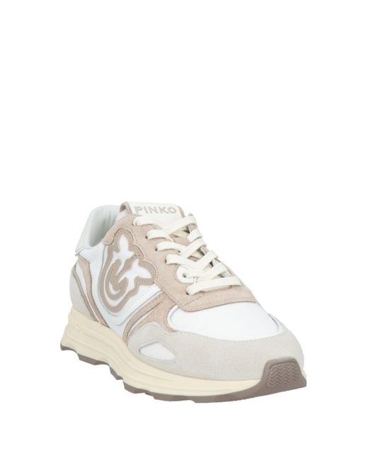Pinko White Sneakers Leather, Textile Fibers