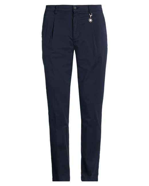 Manuel Ritz Blue Pants Cotton, Elastane for men
