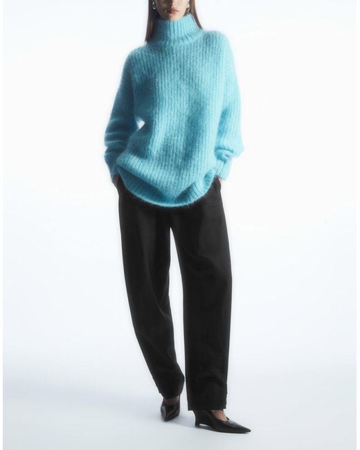 COS Blue Funnel-neck Mohair Tunic