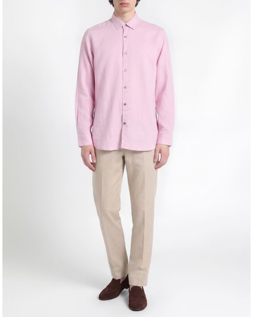 Messagerie Pink Shirt Linen, Viscose for men