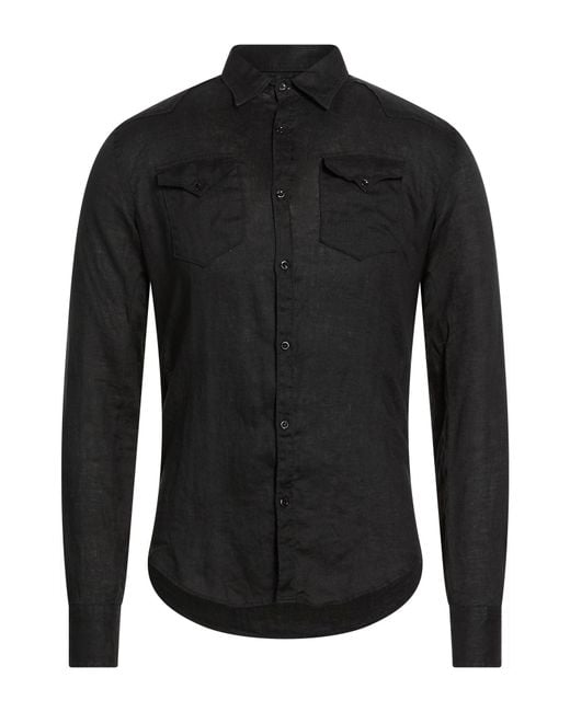Aglini Black Shirt Linen for men