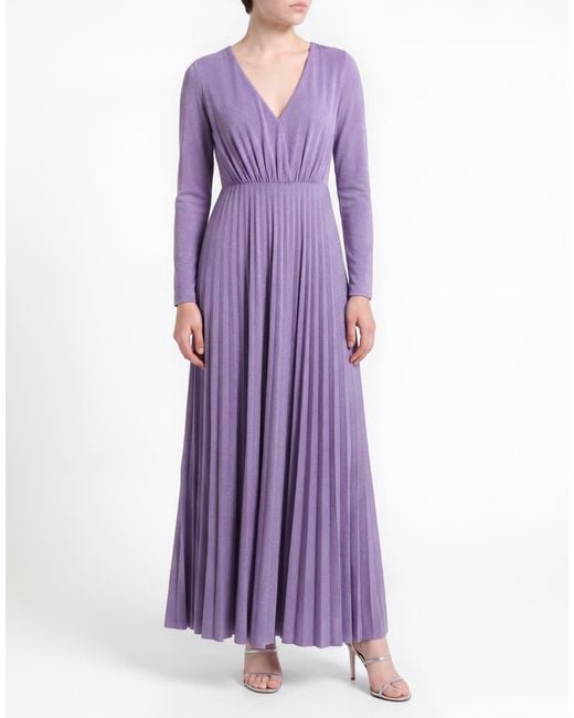 Rebel Queen Purple Lilac Maxi Dress Viscose, Metallic Polyester, Polyamide, Elastane