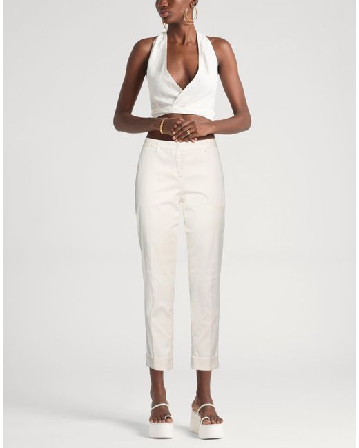 Boglioli White Cream Pants Cotton, Elastane