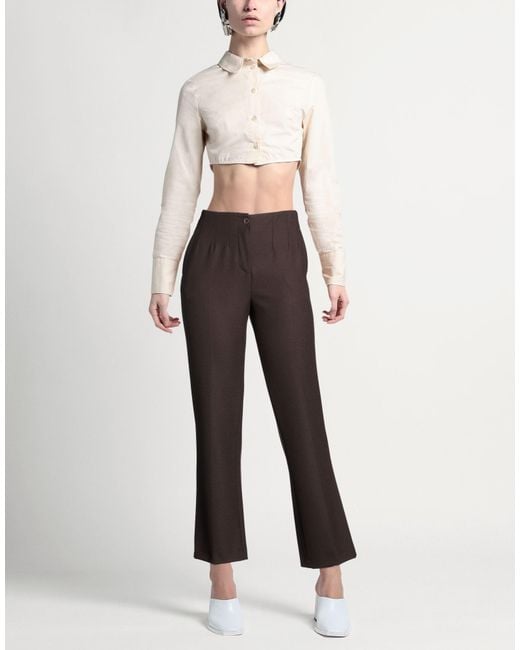 Xandres Brown Pants Recycled Polyester, Viscose, Wool, Elastane