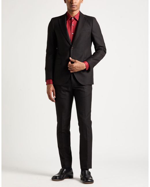 Tombolini Black Suit Wool, Cotton, Polyester for men
