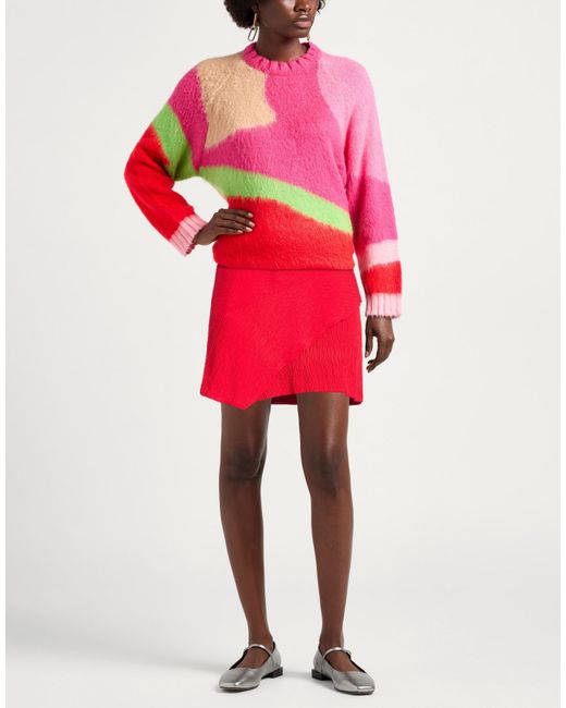 Maje Red Mini Skirt Viscose, Polyamide