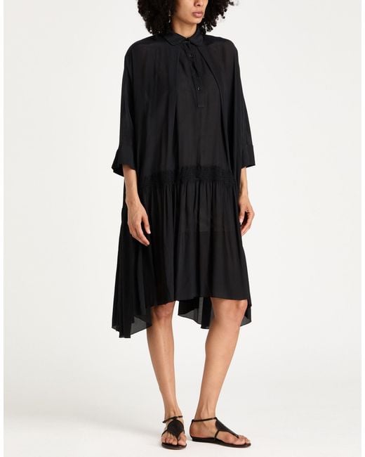 ALESSIA SANTI Black Midi Dress Viscose, Silk
