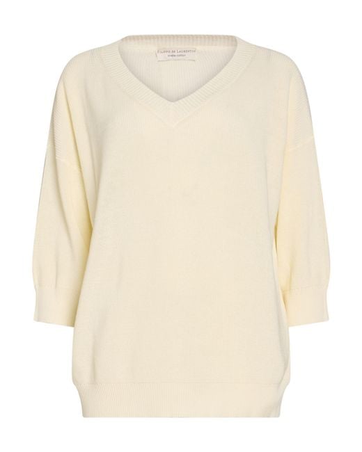 FILIPPO DE LAURENTIIS Natural Ivory Sweater Cotton