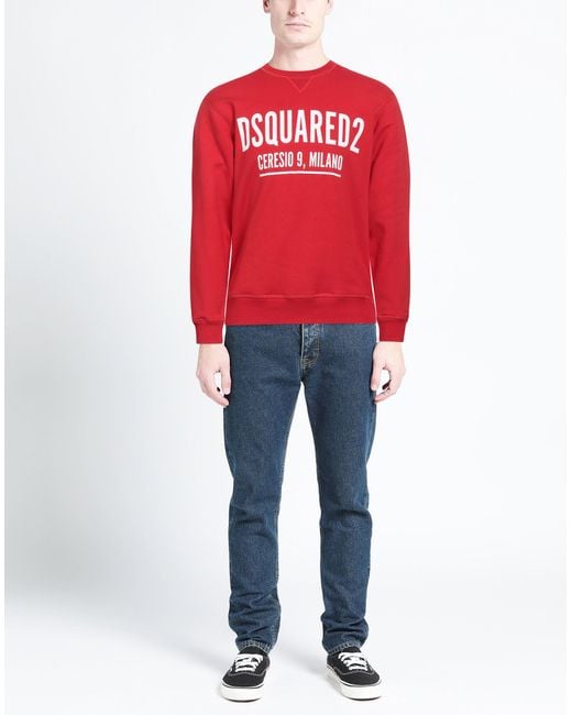 DSquared² Red Ceresio Logo Crewneck Sweatshirt for men