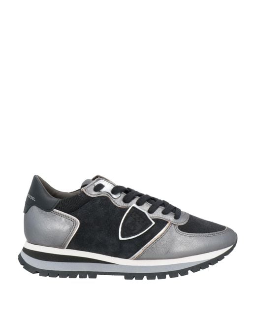 Philippe Model Gray Charcoal Sneakers Leather, Textile Fibers