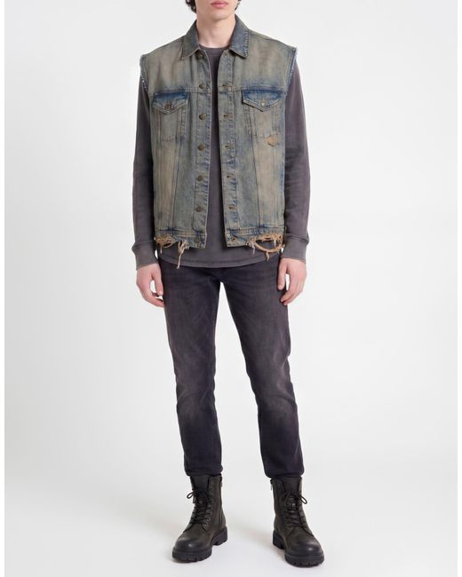 Guess Gray Denim Outerwear Cotton, Hemp for men