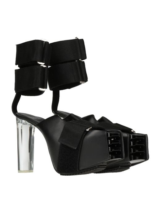 Rick Owens Black Sandals Textile Fibers, Leather