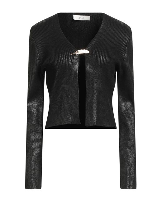 Akep Black Cardigan Viscose, Polyester, Polyamide