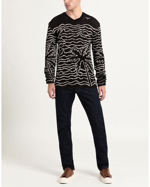 Laneus Black Sweater Cotton, Polyamide for men