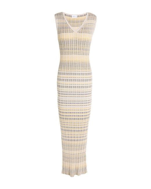 Marella White Maxi Dress Viscose, Metallic Fiber, Polyamide