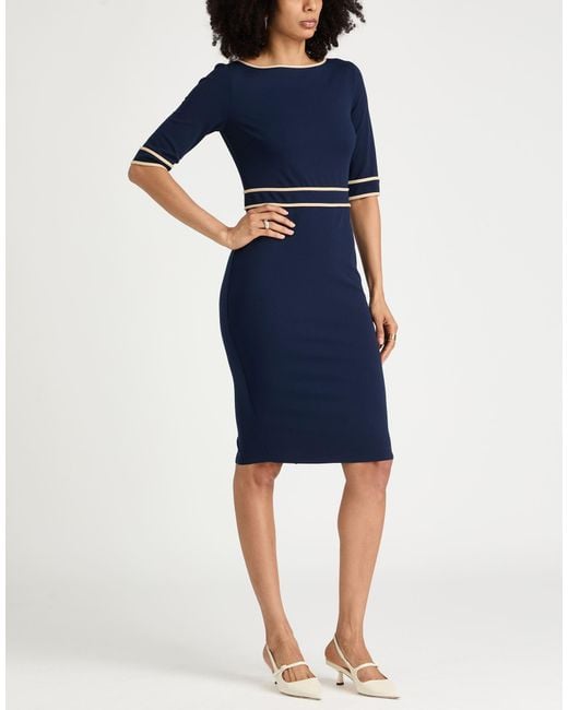 Rinascimento Blue Midi Dress Polyester, Elastane