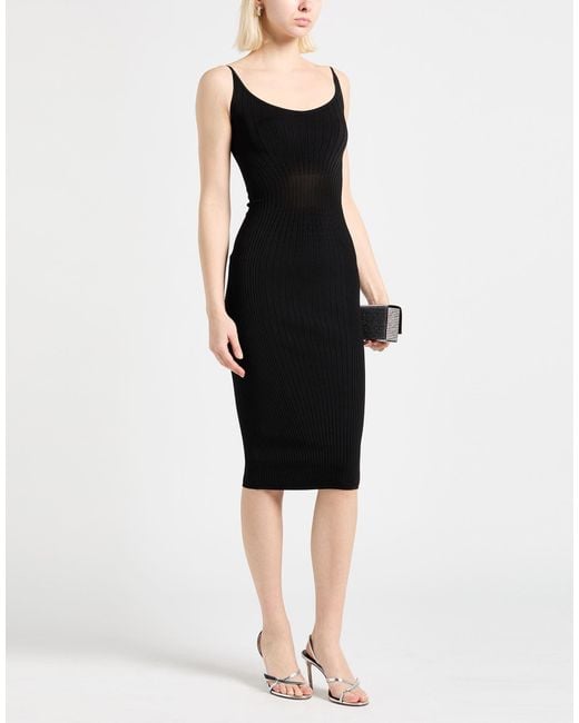 Mugler Black Midi Dress Rayon, Nylon, Elastane