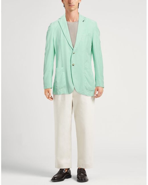 Paoloni Green Blazer Lyocell, Linen, Cotton for men