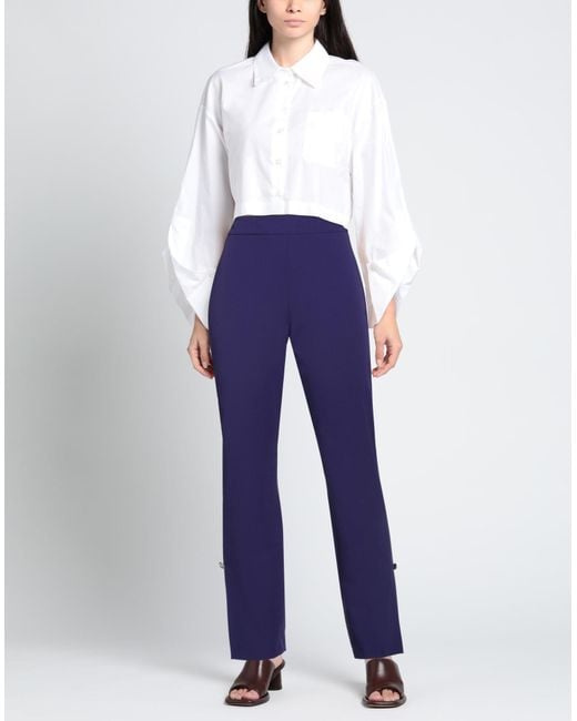 Twinset Blue Pants Polyester, Viscose, Elastane