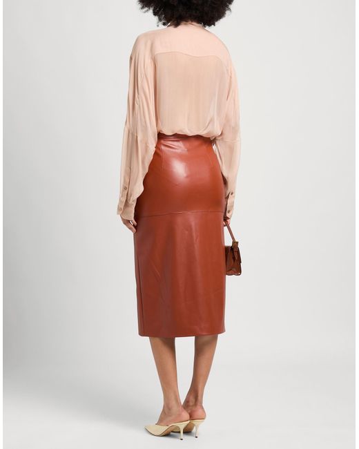 Alpha Studio Orange Midi Skirt Polyester, Polyurethane Resin