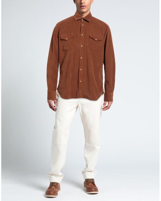 Tintoria Mattei 954 Brown Shirt Cotton, Elastane for men