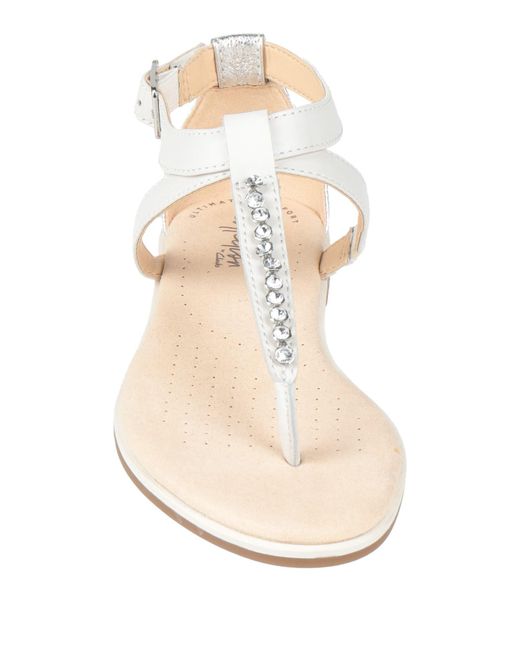 Clarks White Thong Sandal Leather